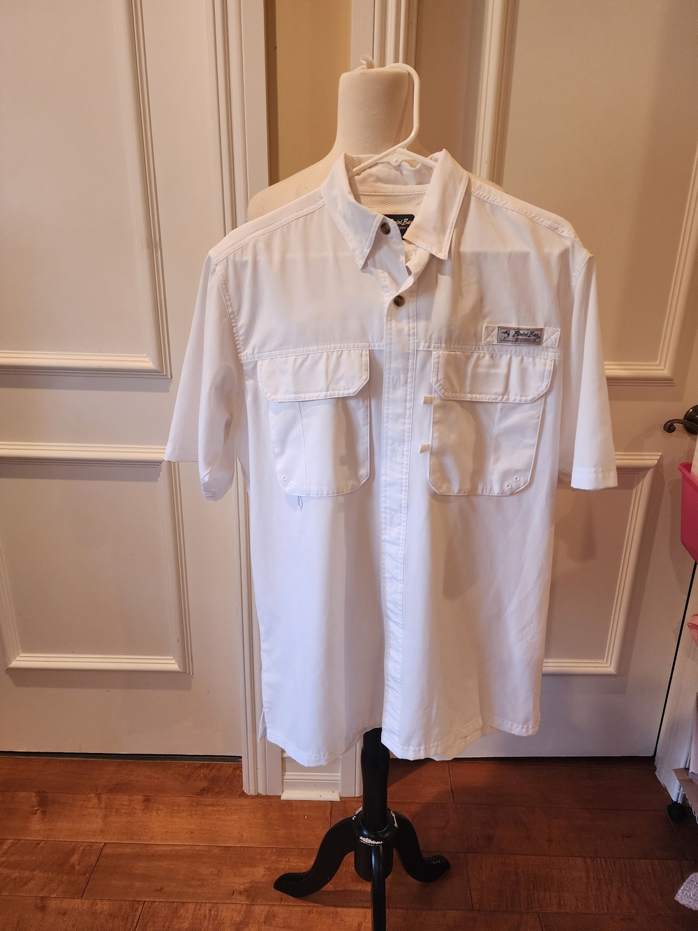 Men's White Short-Sleeve Utility Button-Down Shirt by Columbia